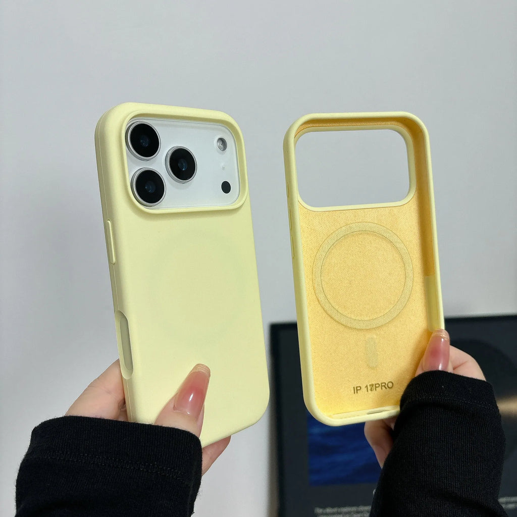 Liquid silicone magnetic charging phone case with AI button for iPhone 16 and 17 series