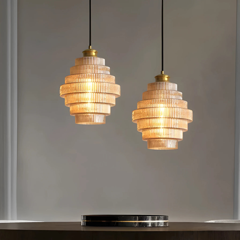Modern simple pendant light in smoky grey and amber colour options
