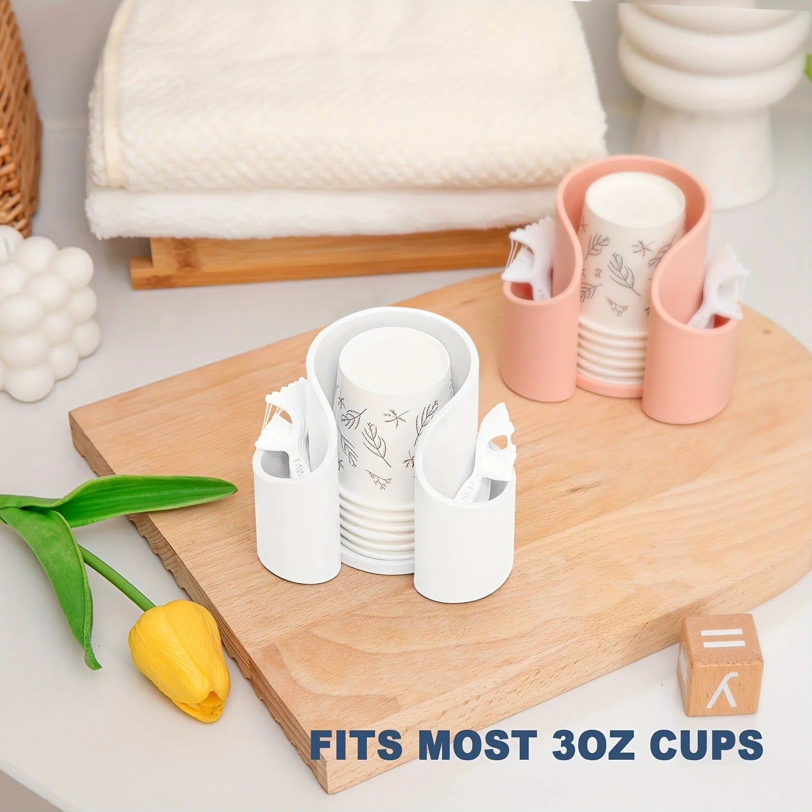 Modern simple plastic cotton box for dental floss and bud storage in solid colour.