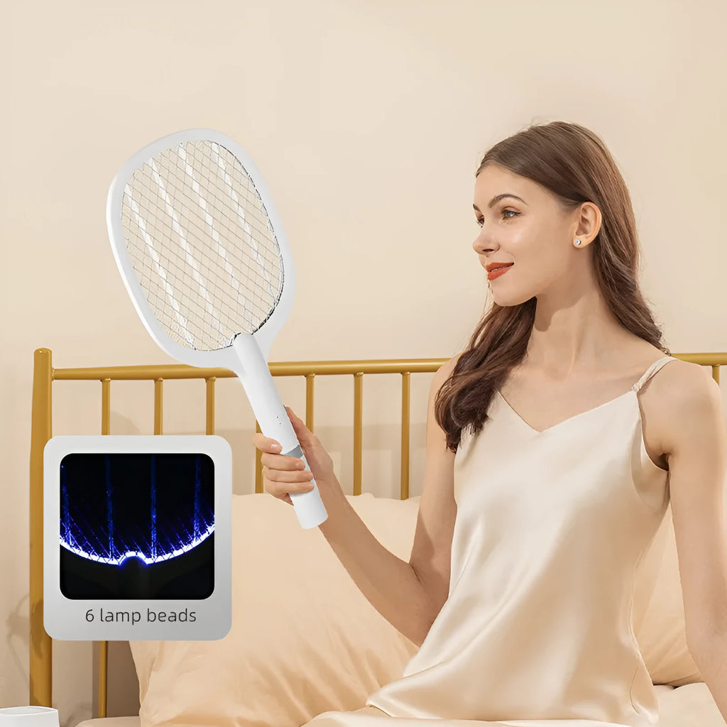 Rechargeable electric mosquito swatter with LED light and ABS plastic shell