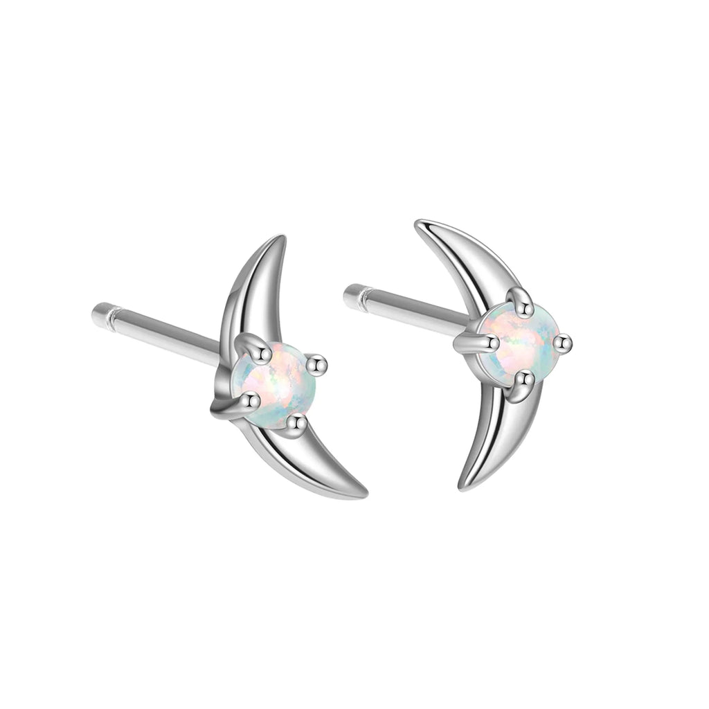 Geometric women's earrings in 925 silver with electroplated finish and coloured stone.