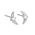Geometric women's earrings in 925 silver with electroplated finish and coloured stone.