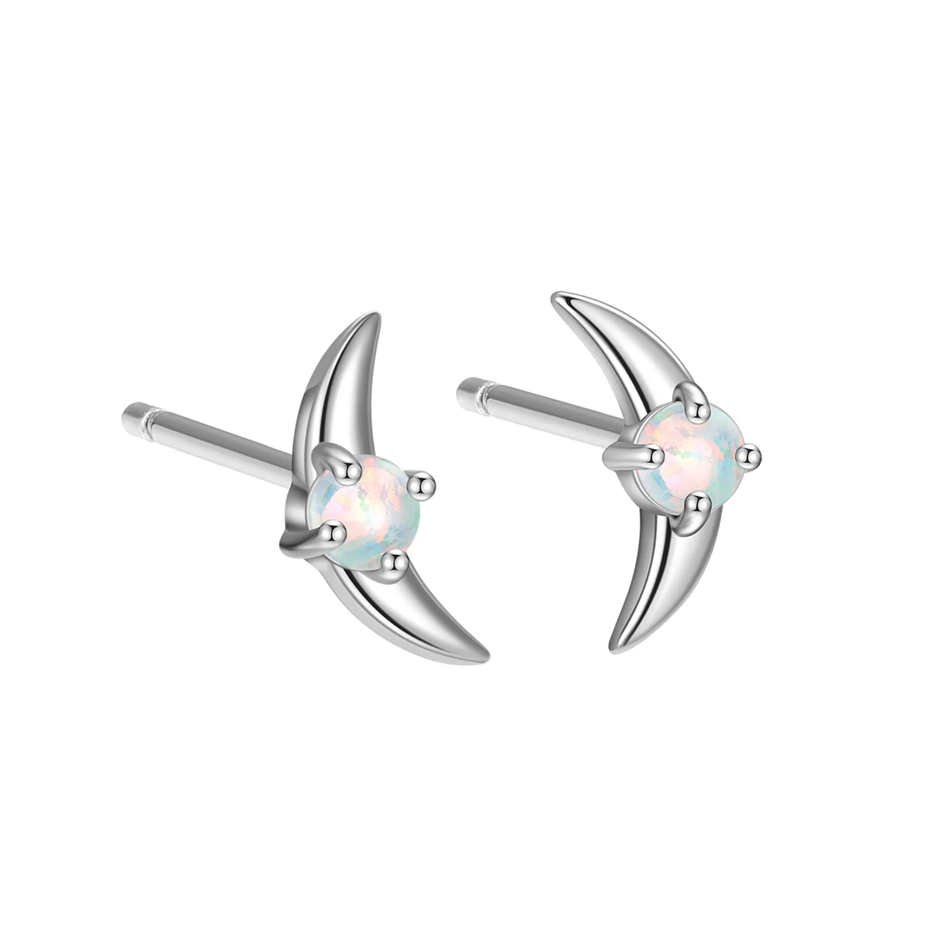 Geometric women's earrings in 925 silver with electroplated finish and coloured stone.