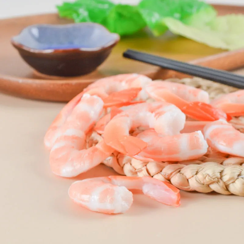 PVC simulation seafood shrimp keychain with door buckle on a white background