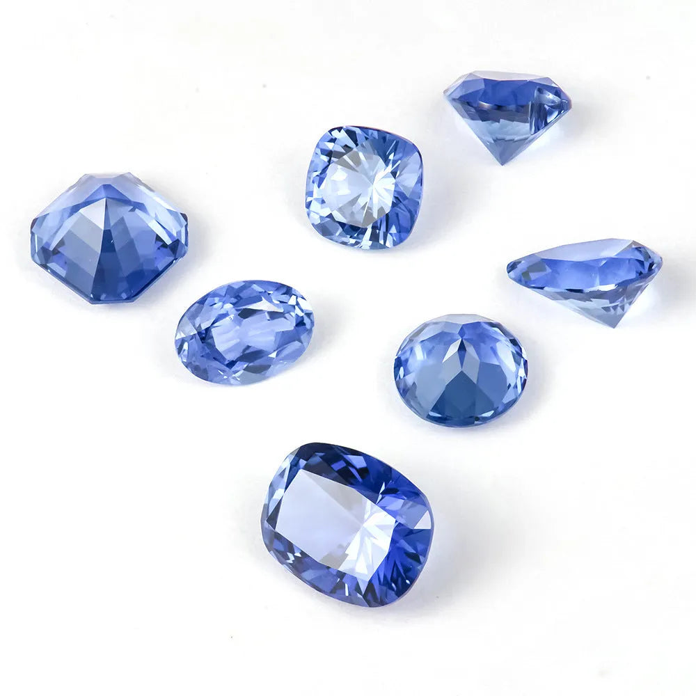 Royal blue love shaped tiara cultivate gemstone with modern simplicity cutting in multiple shapes