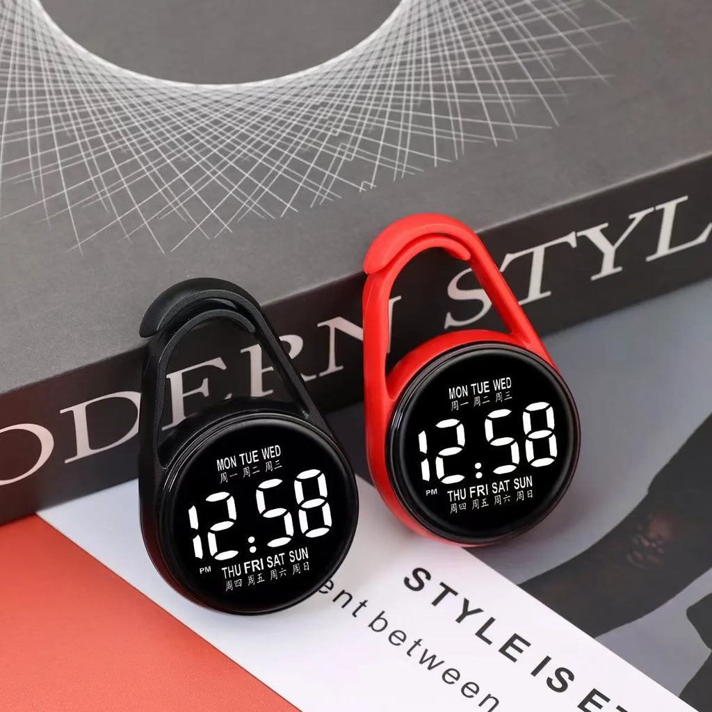 Mini electronic watch with LED luminous display in various colour options on plastic strap