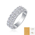 Moissanite S925 sterling silver light luxury round geometric ring for women, US size 7, with 18 moissanite tablets.