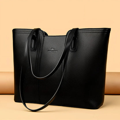 Women's beige genuine leather crossbody bag with three-dimensional pocket, 25cm size, waterproof for business commutes