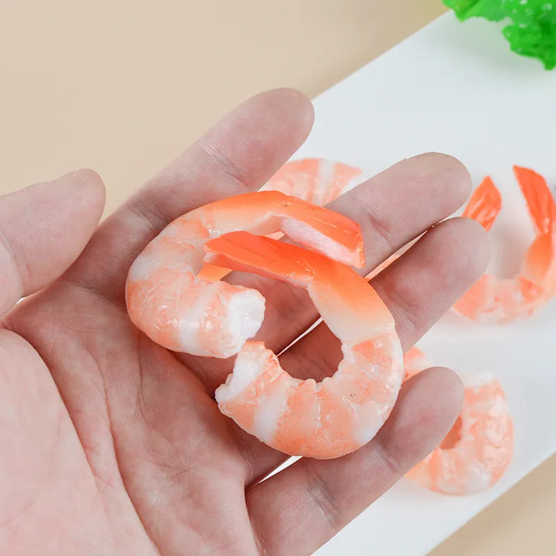 PVC simulation seafood shrimp keychain with door buckle on a white background