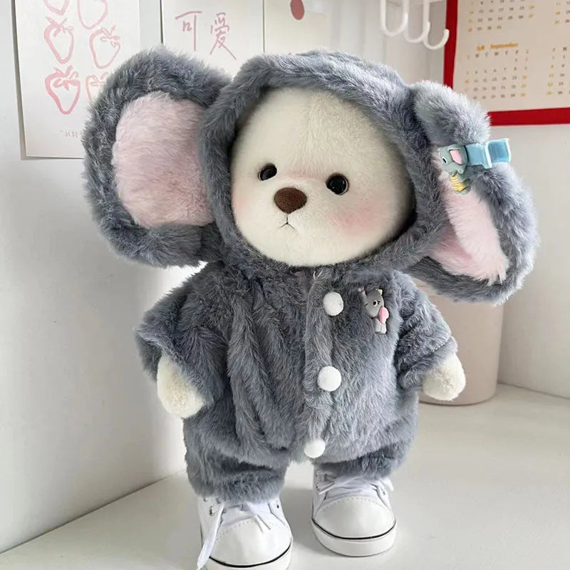 Grey elephant plush jumpsuit suit for a 30cm Lina bear doll