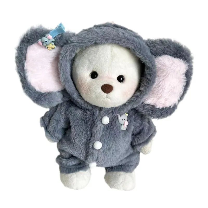 Grey elephant plush jumpsuit suit for a 30cm Lina bear doll