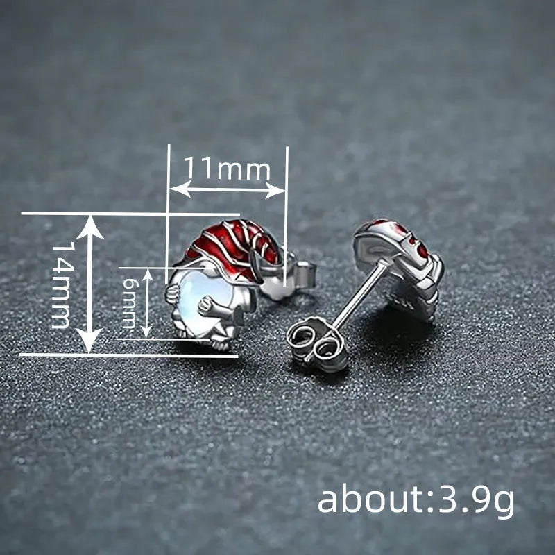 Women's Santa Claus heart-shaped electroplated copper earrings in white gold colour