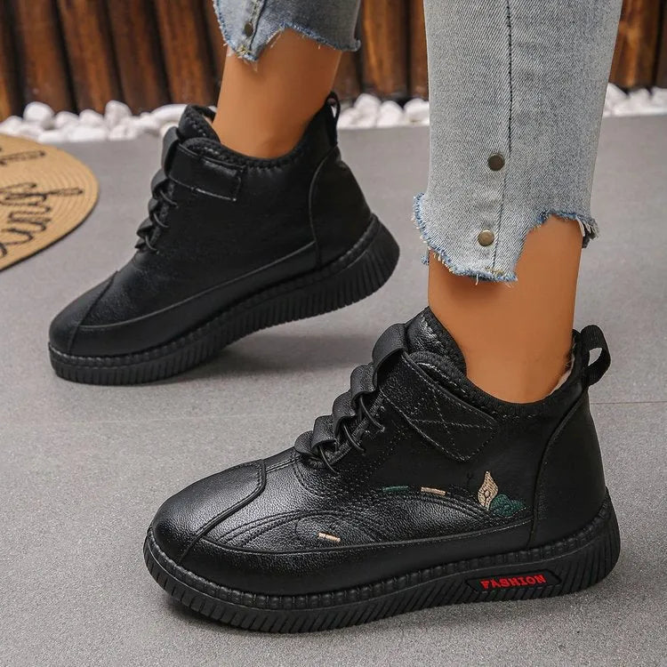Women's black velvet indoor shoes with rubber sole and hollow-out design