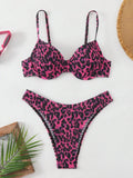Leopard print backless bikini for women in brown or red colour options