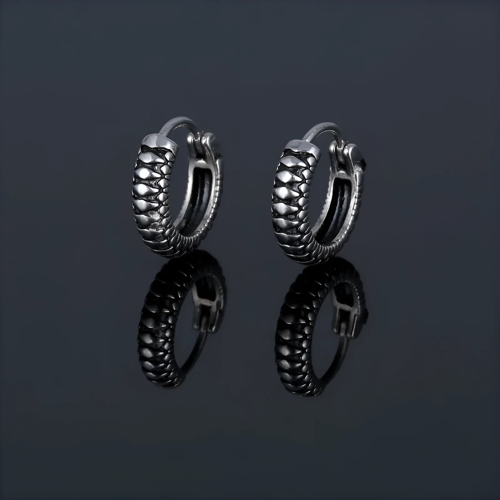 Silver geometric striped stainless steel sports style earrings retro twist design