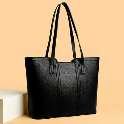 Women's beige genuine leather crossbody bag with three-dimensional pocket, 25cm size, waterproof for business commutes