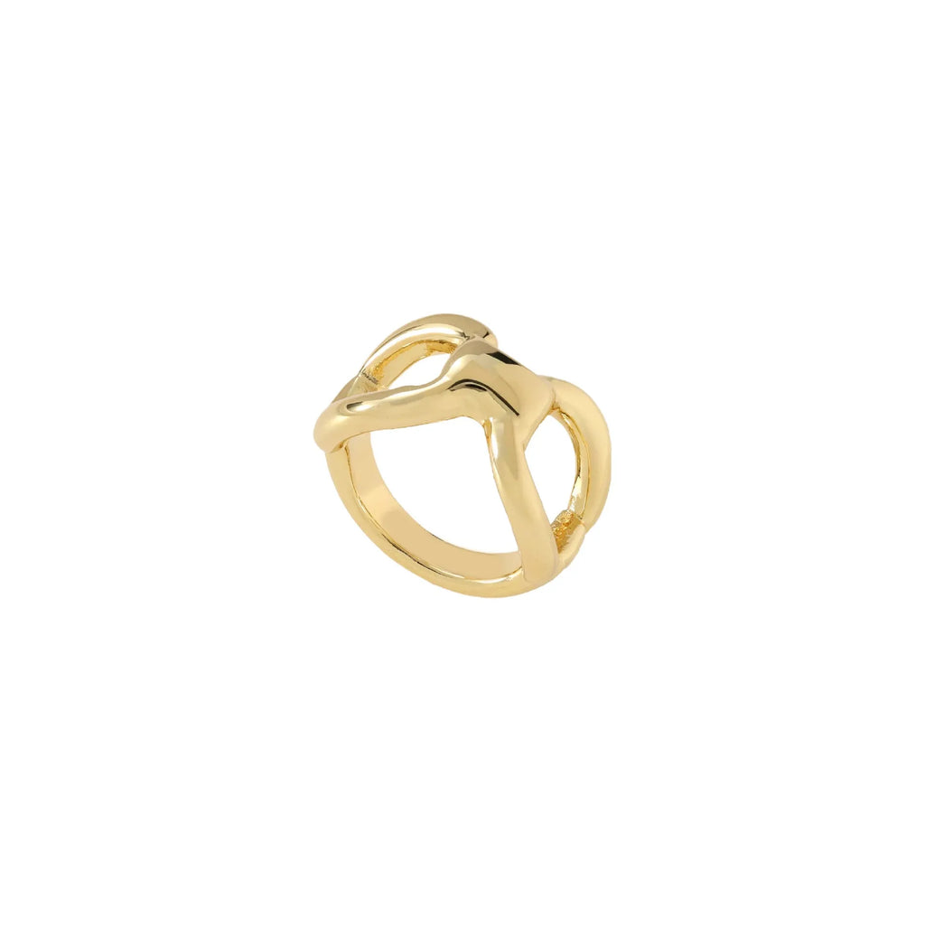 Women's butterfly hollow ring in titanium steel with bow shape and geometric design in gold or steel colour