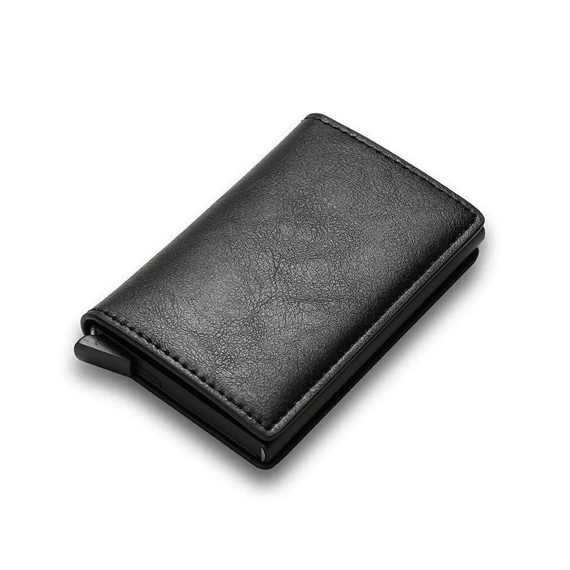 Slim PU leather credit card holder in various colours, ultra-thin design for easy pocket storage