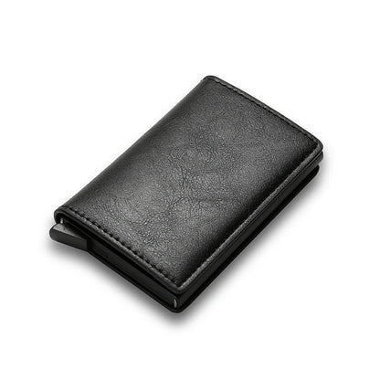 Slim PU leather credit card holder in various colours, ultra-thin design for easy pocket storage