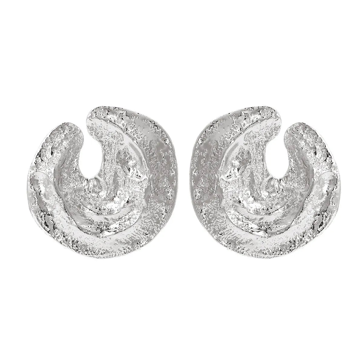 Geometric women's earrings with exaggerated pleated design and concave-convex texture in gold and white K colours