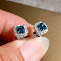 Square grandmother green zircon earrings with electroplated copper settings in gold, rose gold, or white gold finishes