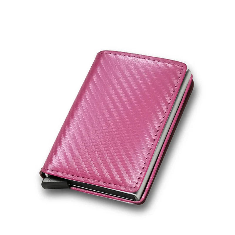 Slim PU leather credit card holder in various colours, ultra-thin design for easy pocket storage