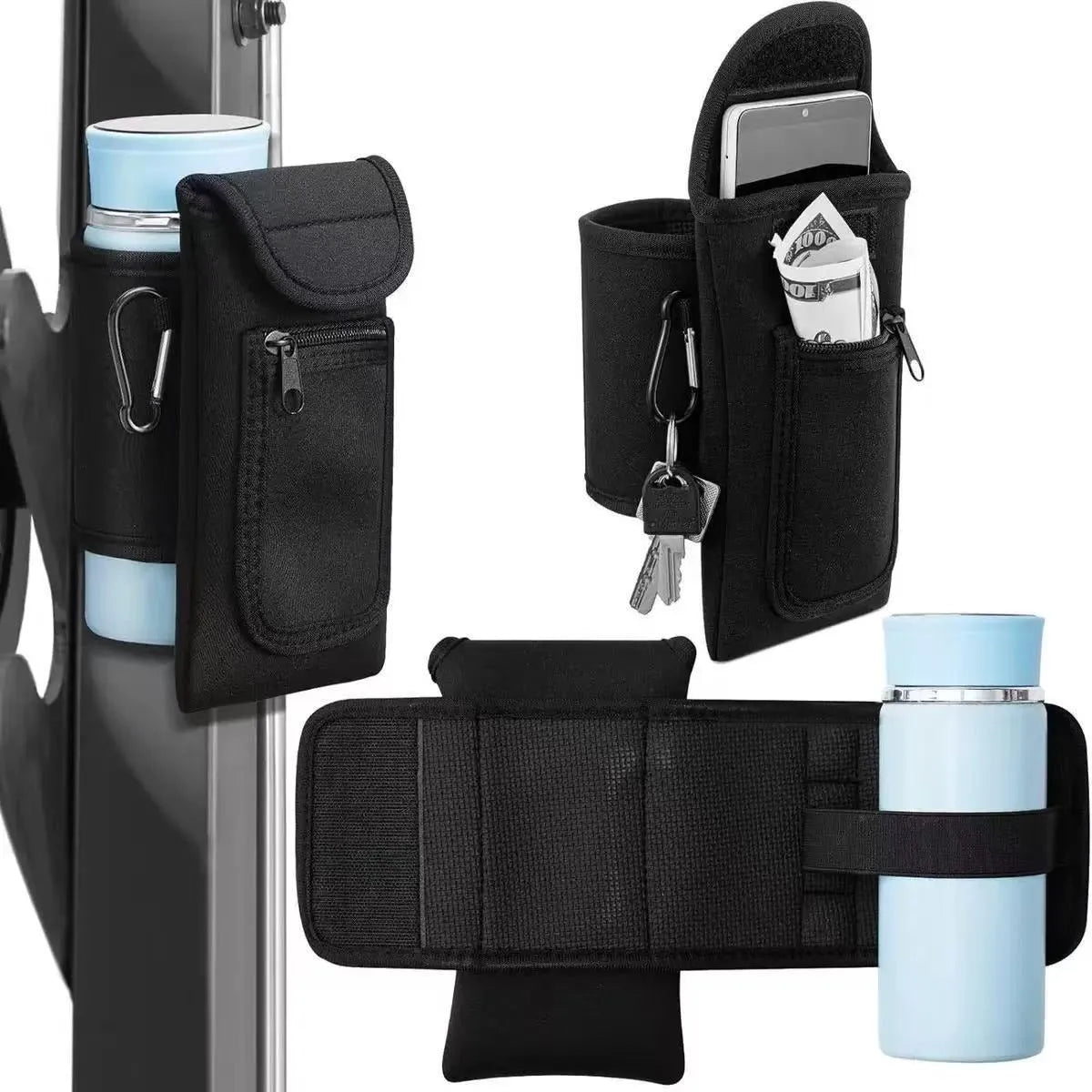 Sports bottle sleeve with magnetic or carabiner closure in seven colour options.