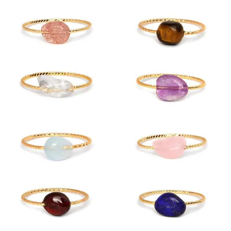 Geometric-shaped agate ring for women showing original design in one of eight available colours.