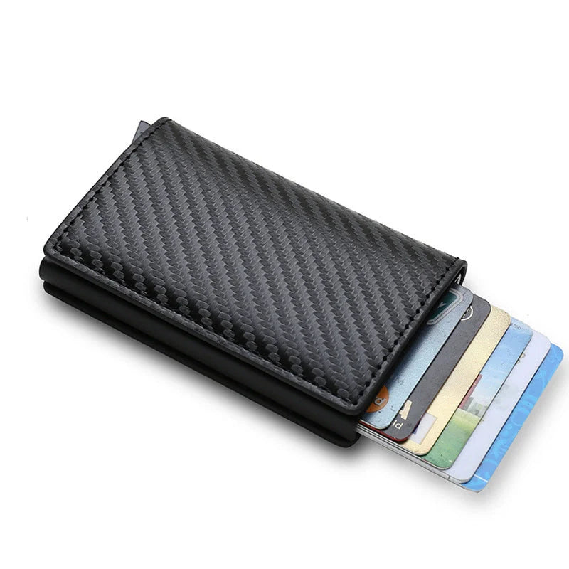Slim PU leather credit card holder in various colours, ultra-thin design for easy pocket storage