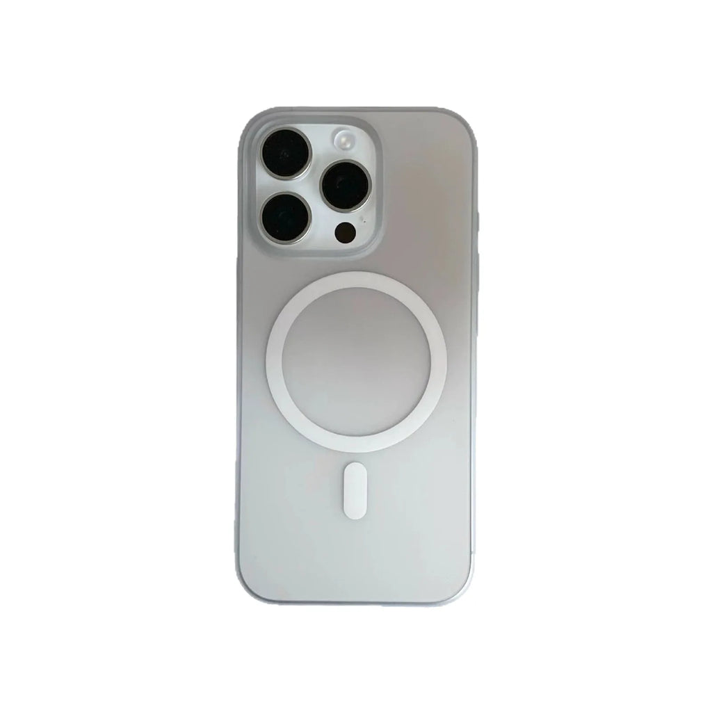 Gradient frosted magnetic suction iPhone case showing ultra-thin PC construction and colour variations