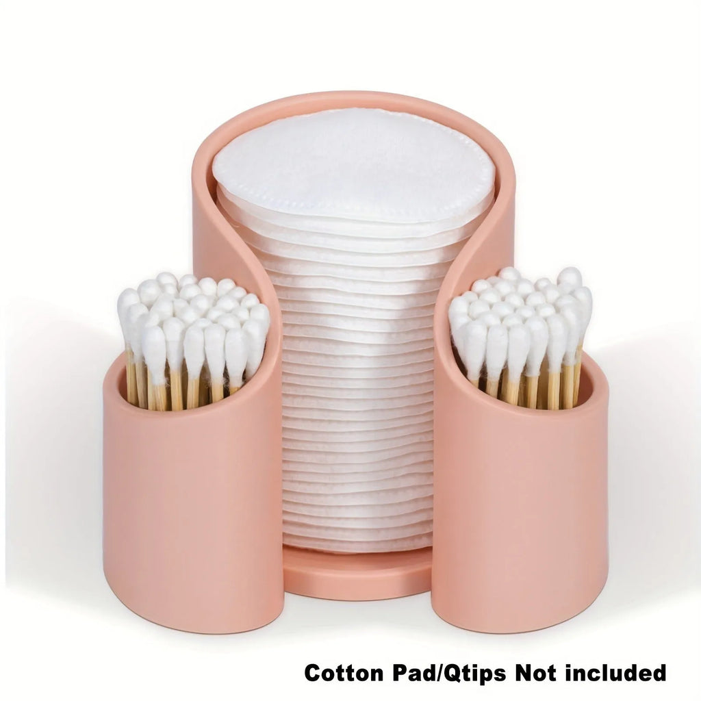 Modern simple plastic cotton box for dental floss and bud storage in solid colour.