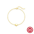 Gold-colour sterling silver bracelet with heart charm and clip chain fastening