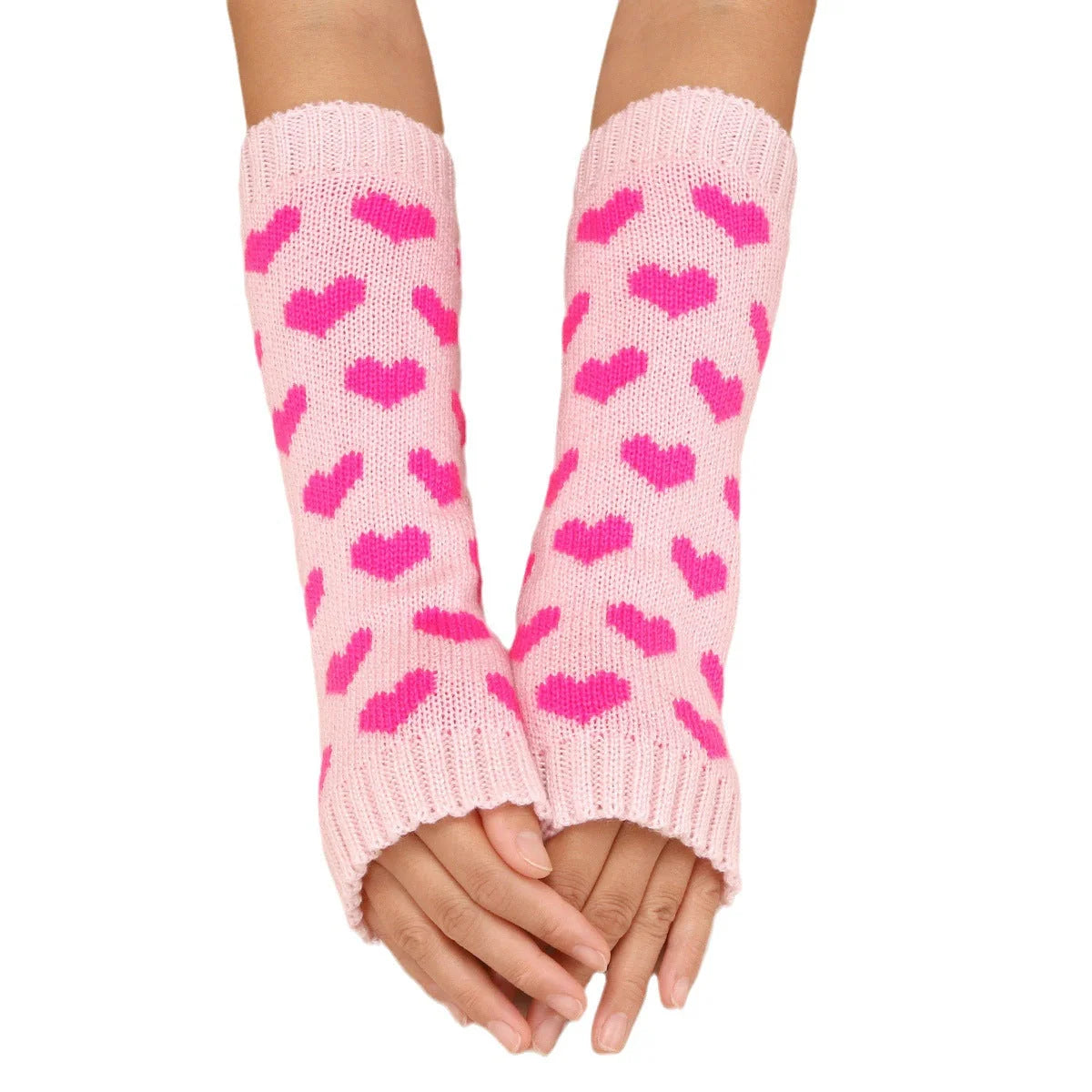 Knitted Love Foot Sock in black and pink with love pattern