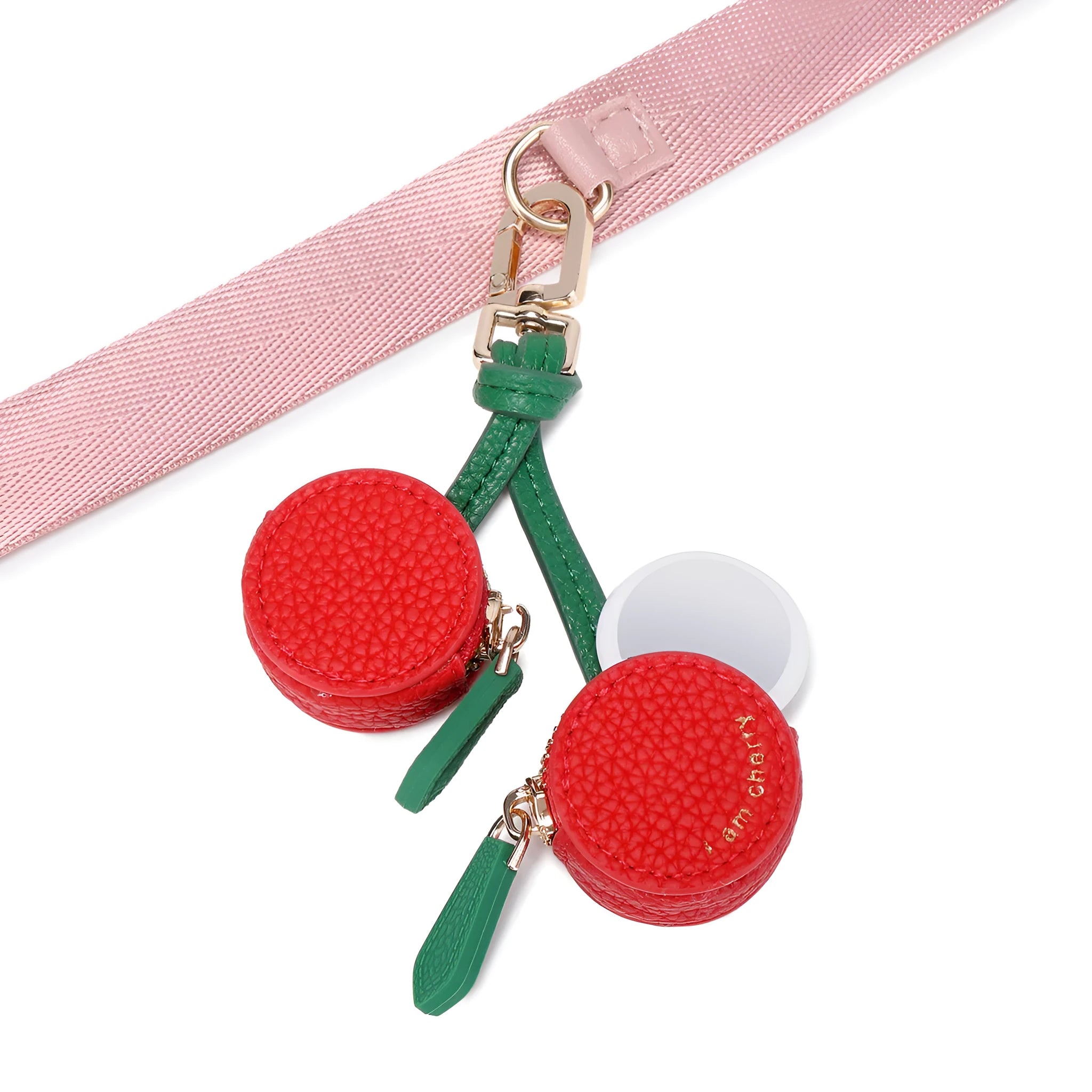PU leather mini coin bag on a keychain in cherry, blueberry, or orange colour