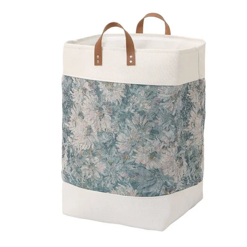 35x35x55cm fabric storage box in a colourful bear pattern, showing its buggy bag style and size.