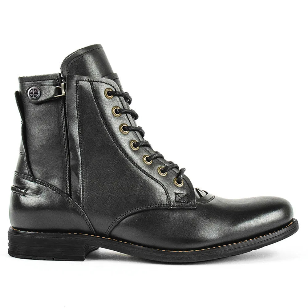 Knight Series men's leather boots with side zipper in black and brown colour options