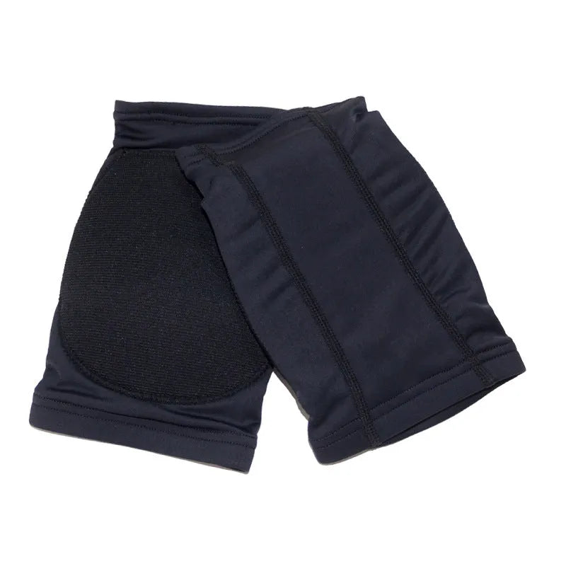 Pair of ballet dance knee pads for yoga exercise, shown in skin colour and black colour options.