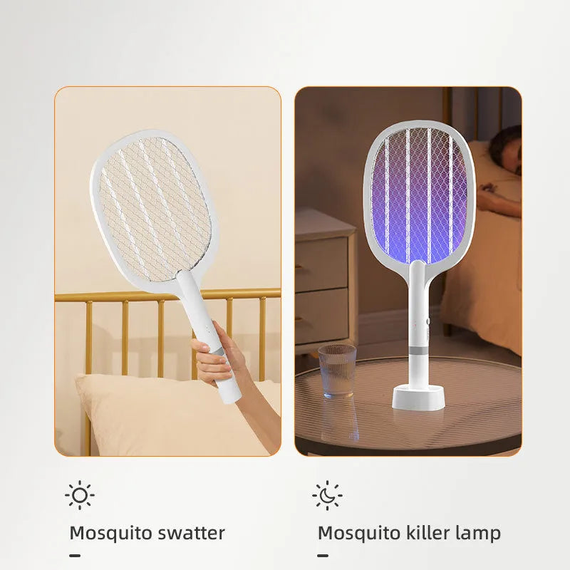 Rechargeable electric mosquito swatter with LED light and ABS plastic shell