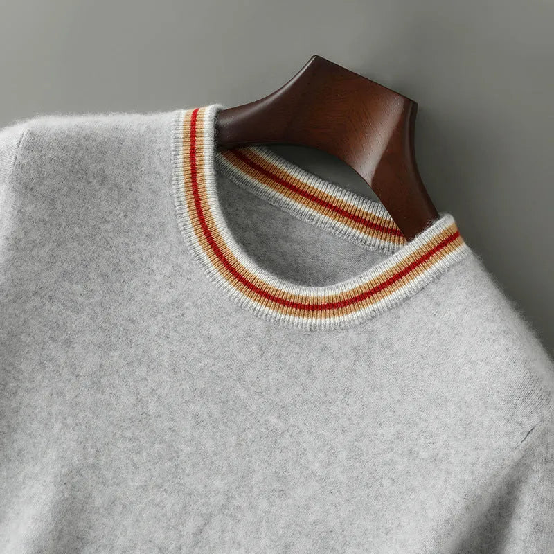 Men's short sleeve wool sweater with round neck pullover design in black colour