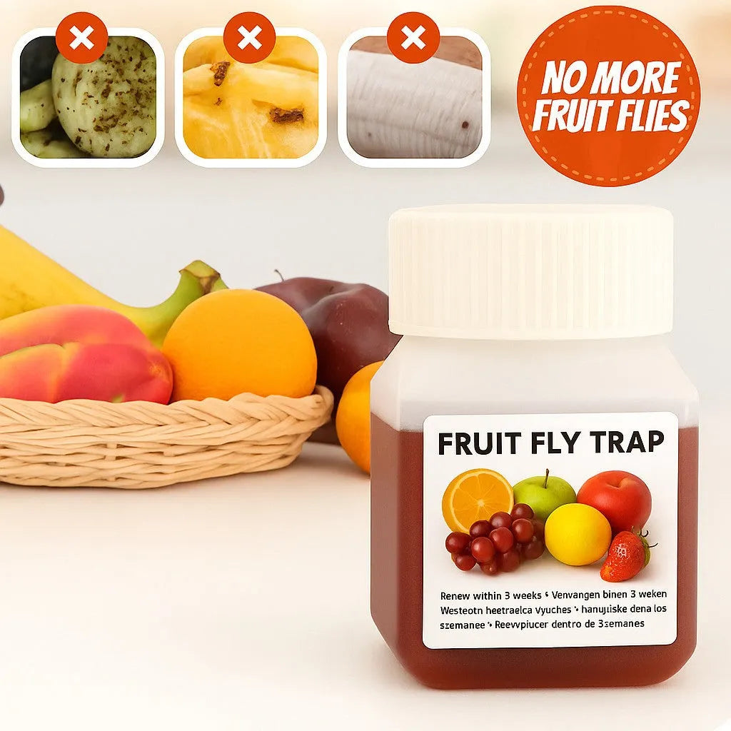 Bottle of SK003 fruit fly bait liquid with a funnel option shown