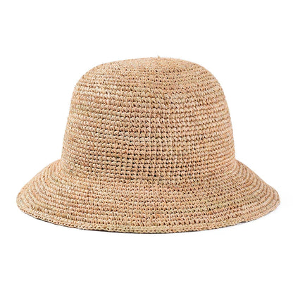 Handcrafted Raffia Hat in Monochrome Color with Flat Brim for Sun Protection and Adjustable Fit