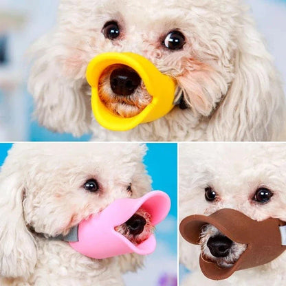 A duck-style silicone muzzle for small dogs, available in various colors to match your Kiwi pup's personality.