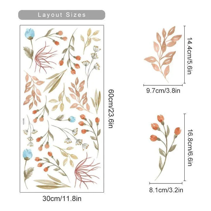 Elegant boho floral watercolour wall decals in a New Zealand home