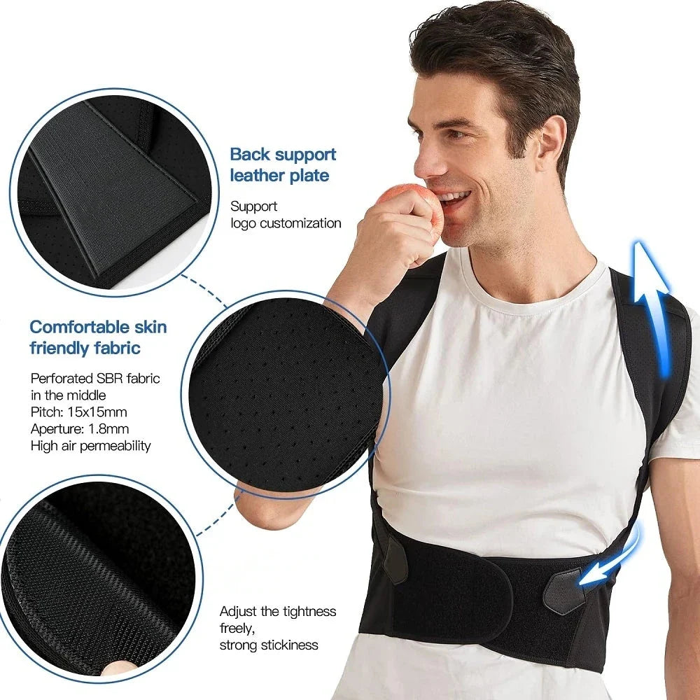 Adjustable posture corrector brace with cross-strap design to support shoulders and relieve back pain