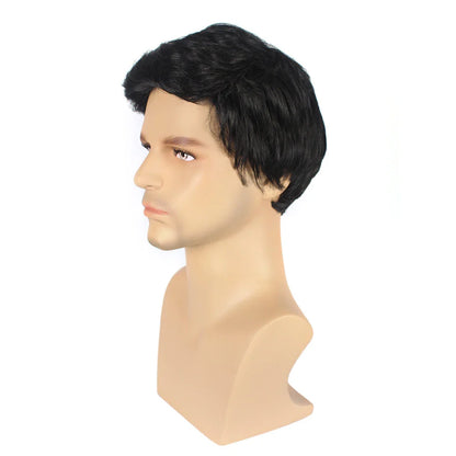 Stylish, short, and fluffy curly hair wig for Kiwi men, featuring adjustable fit and durable construction.