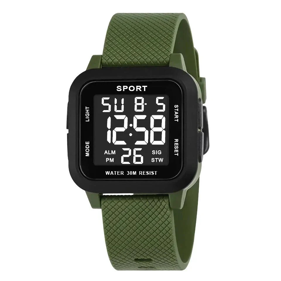 Rugged LED Military Sports Watch with shock-resistant case and durable TPU band, perfect for active Kiwi lifestyles