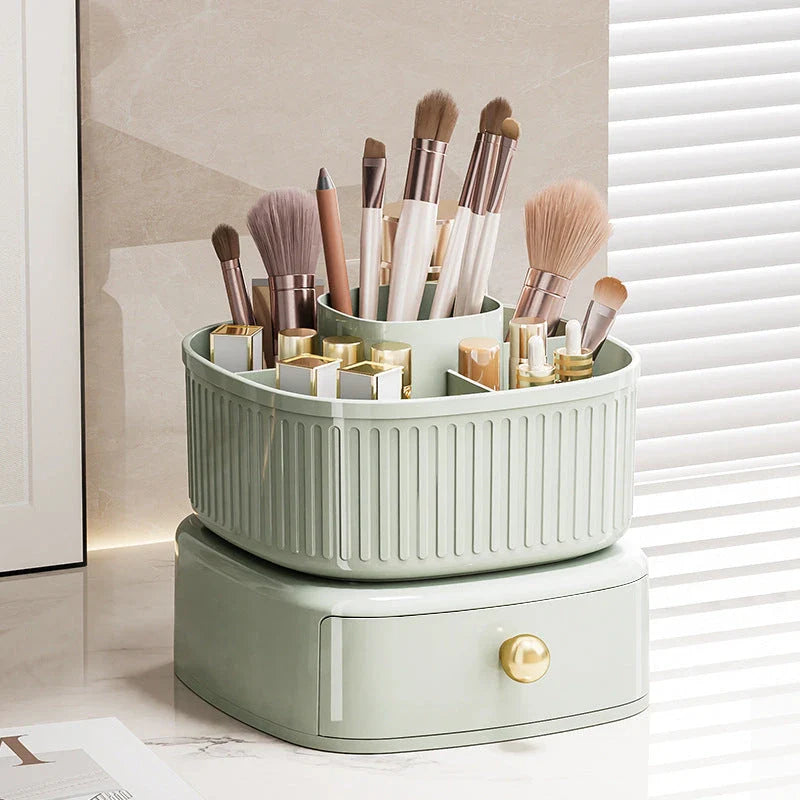 360 Degree Rotating Makeup Organiser with Drawers in Elegant Colours for Organised Vanity