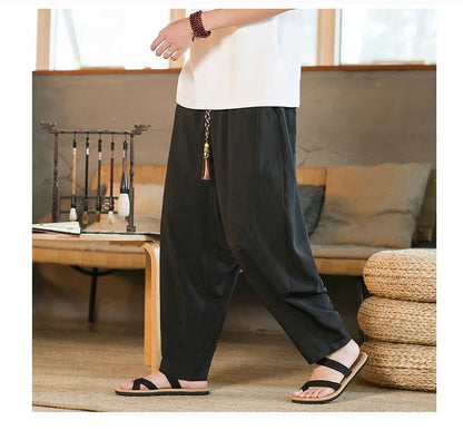 Stylish New Zealand men's casual pants made of innovative ice silk fabric with a tailored harem-inspired design