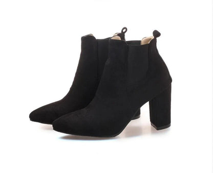 Stylish frosted booties with pointed toe and rubber sole, perfect for everyday wear in New Zealand