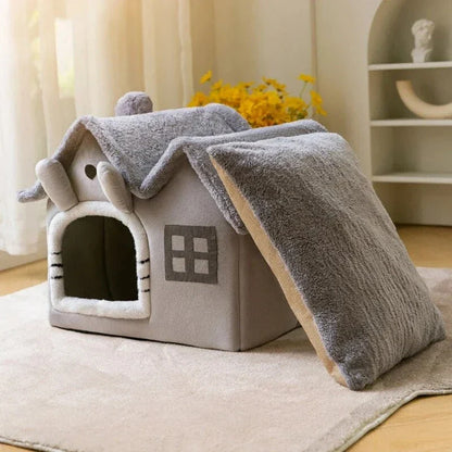 Cosy Cat Cave Bed with plush PP Cotton filling and velvet exterior, providing a warm and secure retreat for cats and small dogs